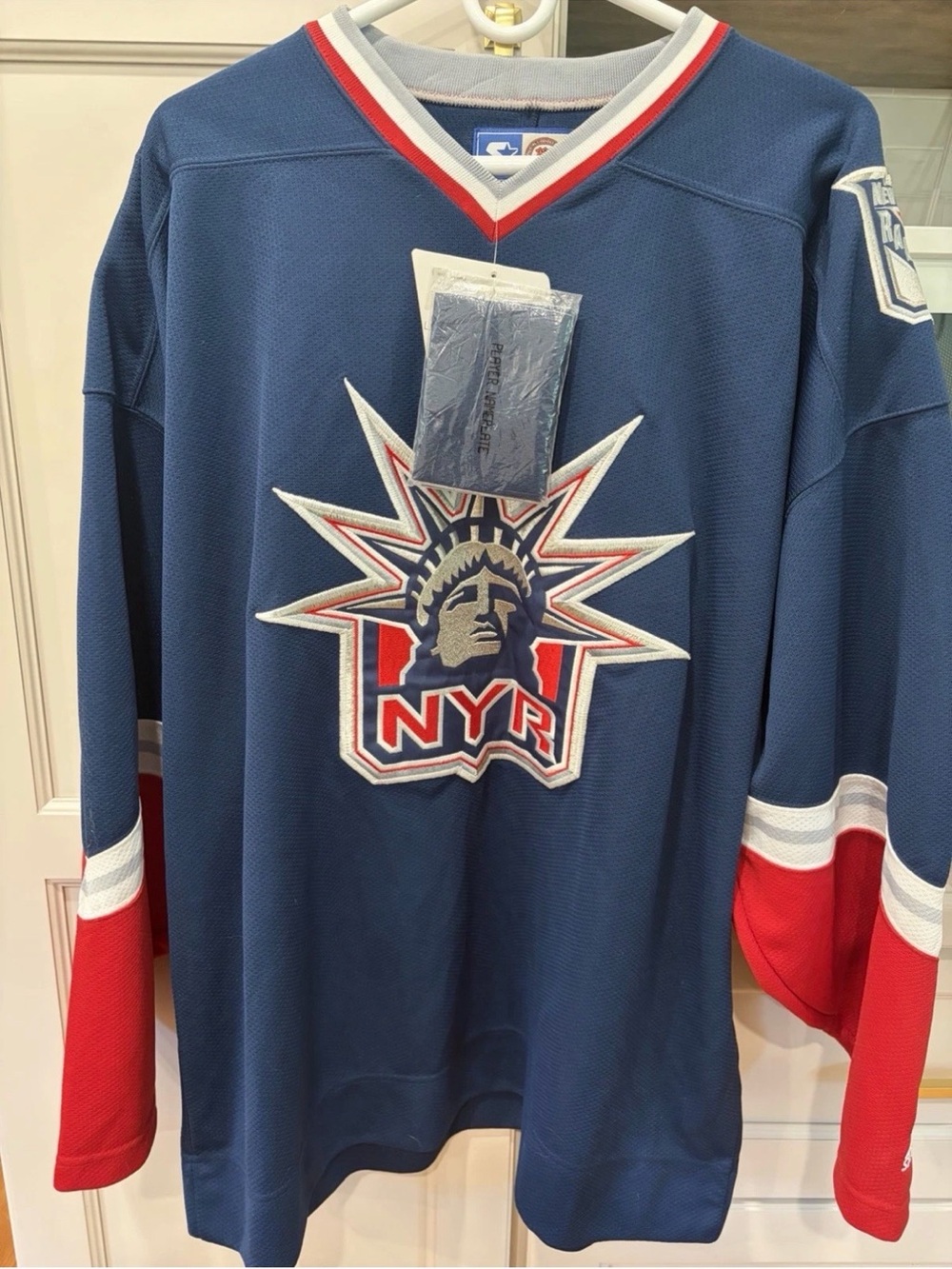 Vintage NWT NY Rangers Starter Lady Liberty NHL Jersey XL Blue w/ Nameplate